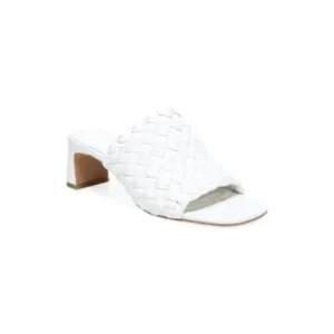VINCE. Womens White Penley Toe Block Heel Slip On Leather Heeled Mules Shoes 9 M