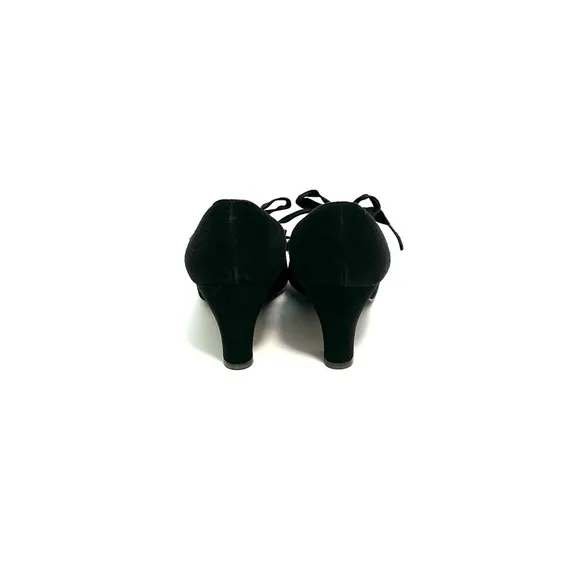 Vintage 1950s black suede lace up pumps