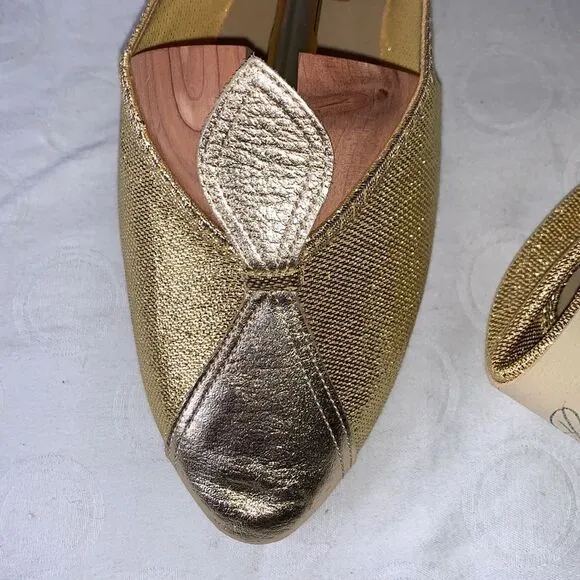 VINTAGE Bertlyn House Shoes Slippers Metallic Gold Stretchy Original Packaging
