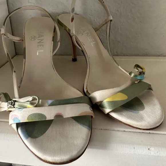 Vintage Chanel 2005 Interlocking CC Logo Slingback Sandals