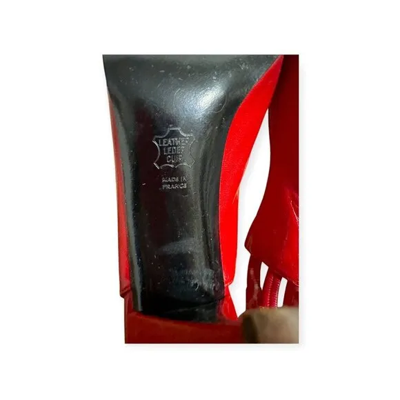 Vintage Charles Jourdan Red Leather Slingback Pumps,  Size 8 1/2, 80s