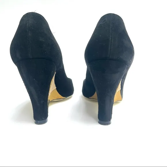 Vintage Emilio Pucci Hill Suede Open Toe Vintage Wedges Size 36.5