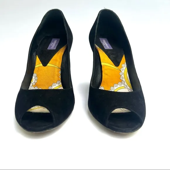 Vintage Emilio Pucci Hill Suede Open Toe Vintage Wedges Size 36.5