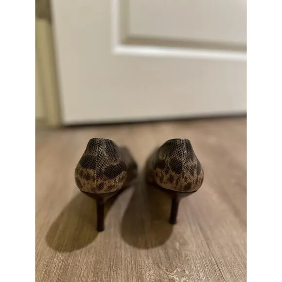 Vintage Gucci Brown Beige Snakeskin Python Print Pointed Toe Pumps Leather 7.5