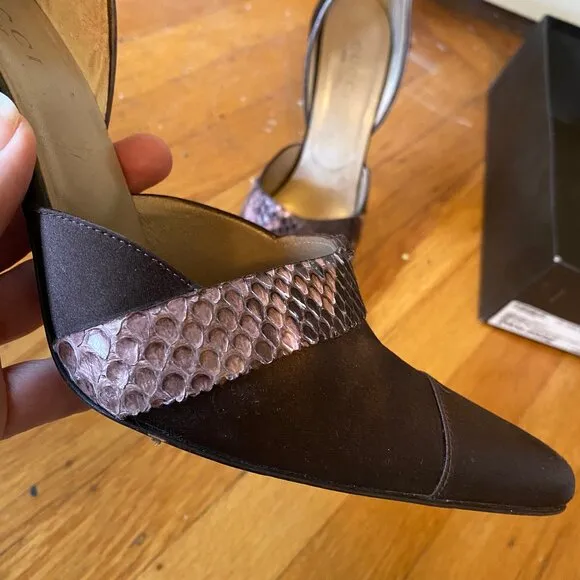 Vintage Gucci Python Satin Pumps Python Heels Size 10 / 41
