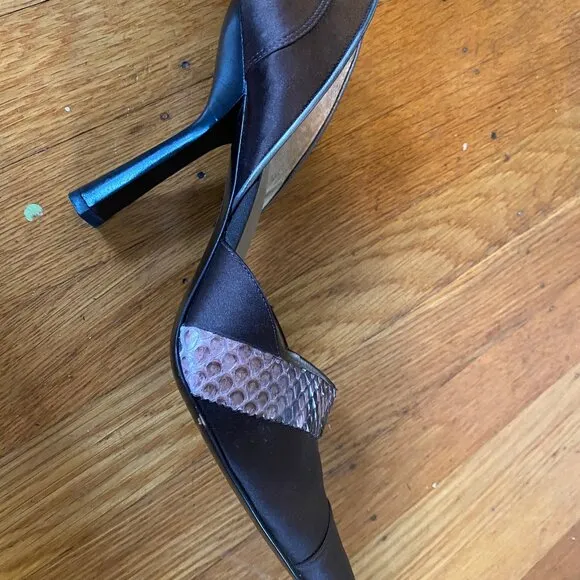 Vintage Gucci Python Satin Pumps Python Heels Size 10 / 41