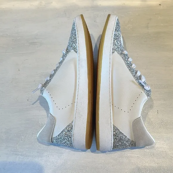 Vintage Havana Becka White Silver Glitter Sneakers Pink Star Sz 11 Leather Shoes