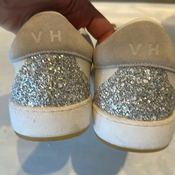 Vintage Havana Becka White Silver Glitter Sneakers Pink Star Sz 11 Leather Shoes