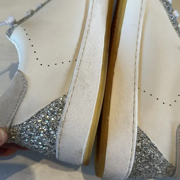 Vintage Havana Becka White Silver Glitter Sneakers Pink Star Sz 11 Leather Shoes