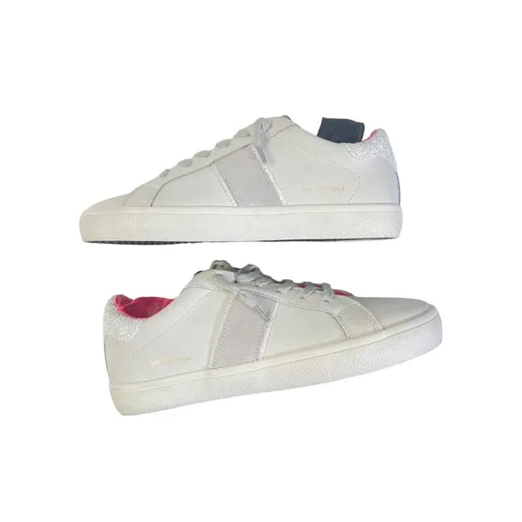 Vintage Havana NIB Irma White and Gray Leather Sparkle Sneakers