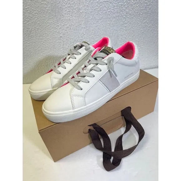 Vintage Havana NIB Irma White and Gray Leather Sparkle Sneakers