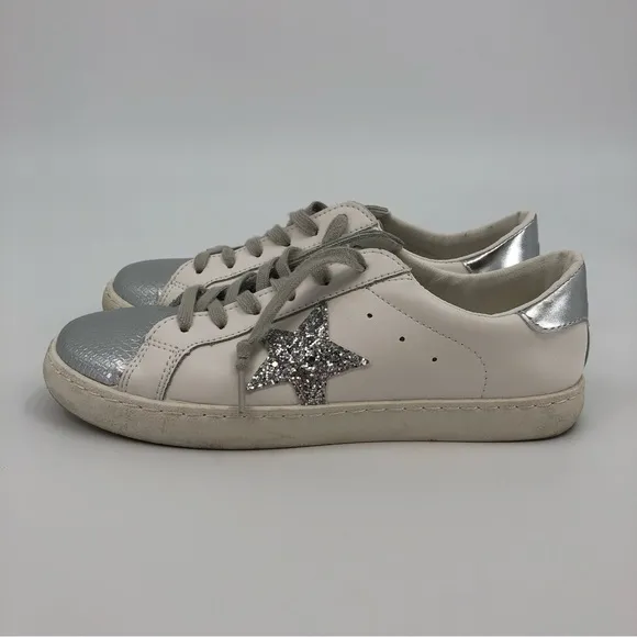 Vintage Havana Silver and White Glitter Low Top Sneakers US 7.5