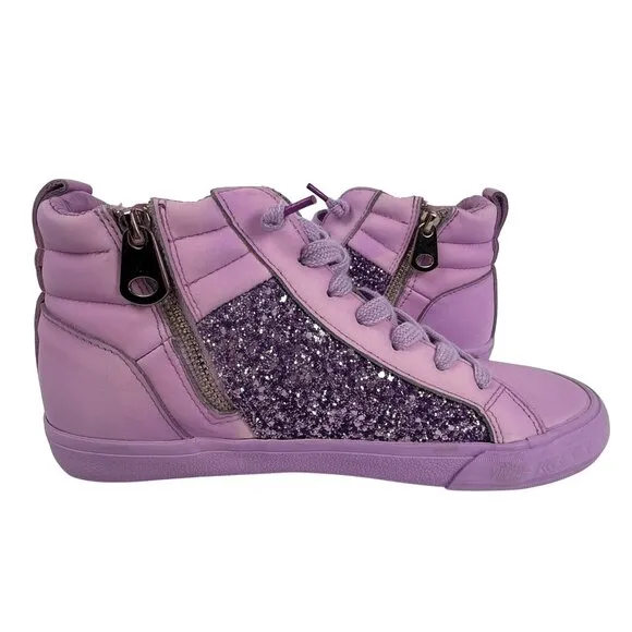 Vintage Havana Women's Alexis 3 Glitter Purple High Casual Sneakers Size 9