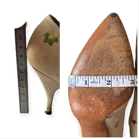 Vintage I. Miller 1950s Pointed toe pumps with Floral Embroidery.