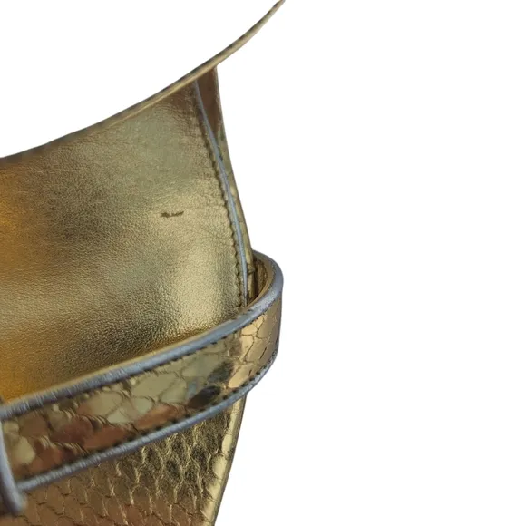 Vintage Louis Vuitton Golden Girl Sandals Heels Metallic Leather Two Tone 38.5