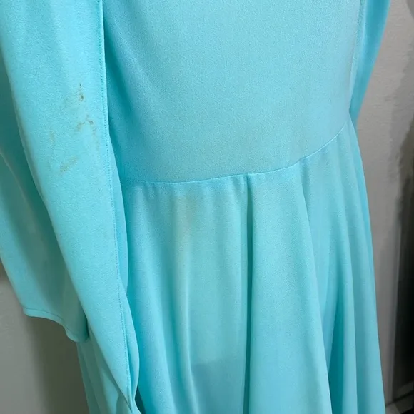 Vintage Mister Jay Art Deco Tiffany Blue Pleated Dress Polyester Size 12
