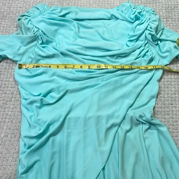 Vintage Mister Jay Art Deco Tiffany Blue Pleated Dress Polyester Size 12
