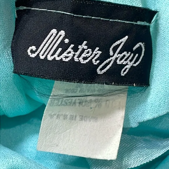 Vintage Mister Jay Art Deco Tiffany Blue Pleated Dress Polyester Size 12