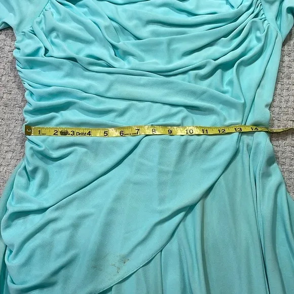 Vintage Mister Jay Art Deco Tiffany Blue Pleated Dress Polyester Size 12