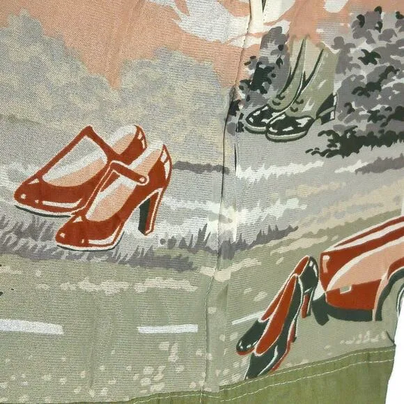 Vintage Peggy Barker Girls Novelty Sports Car Shoes Graphic Dress READ