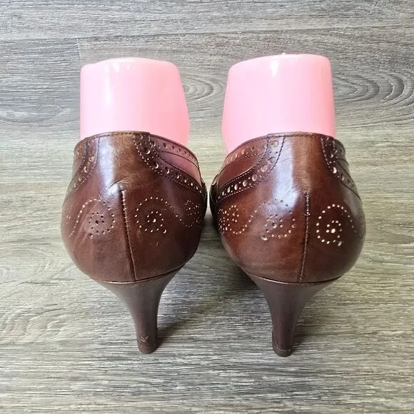Vintage Ralph Lauren Womens 8.5 Wing Tip Leather Classic‎ Pumps Heels Old Money