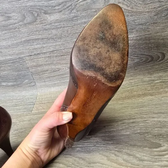 Vintage Ralph Lauren Womens 8.5 Wing Tip Leather Classic‎ Pumps Heels Old Money