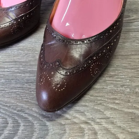Vintage Ralph Lauren Womens 8.5 Wing Tip Leather Classic‎ Pumps Heels Old Money