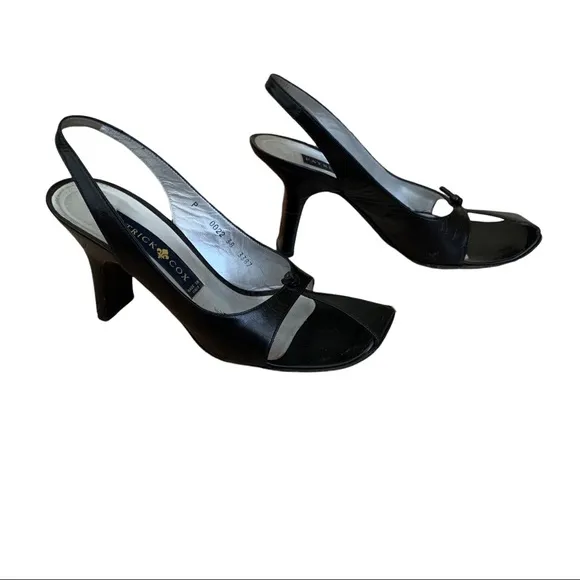 Vintage Rare 90s Patrick Cox Black Cut Out Heels Pumps Shoes size 38