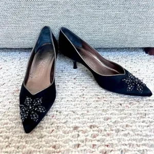 Vintage Salvatore Ferragamo black satin shoes