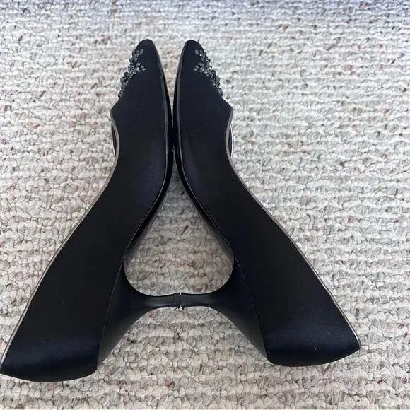 Vintage Salvatore Ferragamo black satin shoes