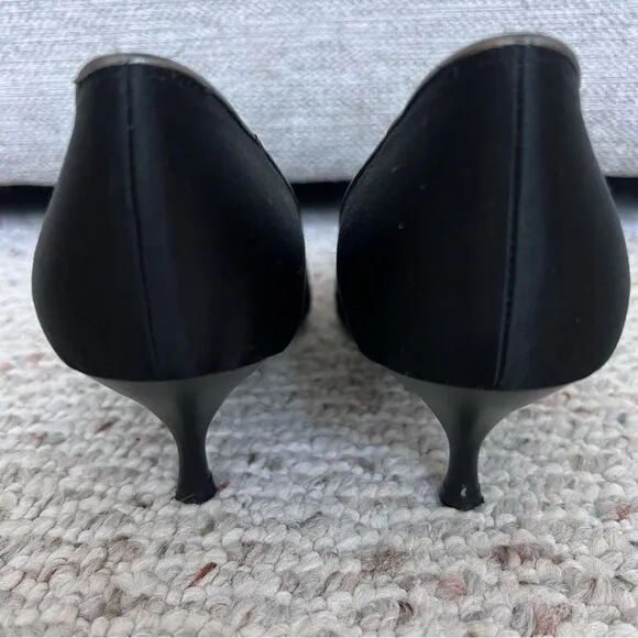 Vintage Salvatore Ferragamo black satin shoes
