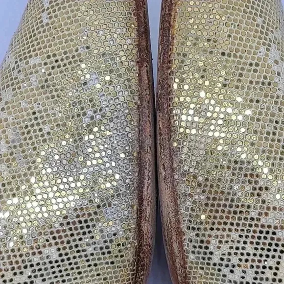 Vintage Stuart Weitzman Martinique Gold Glitter Pointed Toe Stiletto Heels 7.5