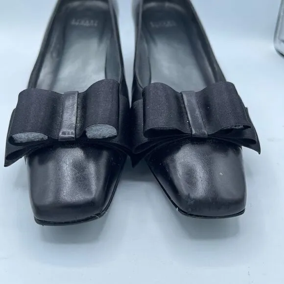 Vintage Stuart weitzman black bow tie pumps 10
