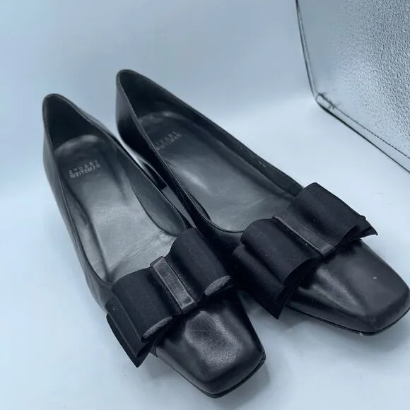 Vintage Stuart weitzman black bow tie pumps 10