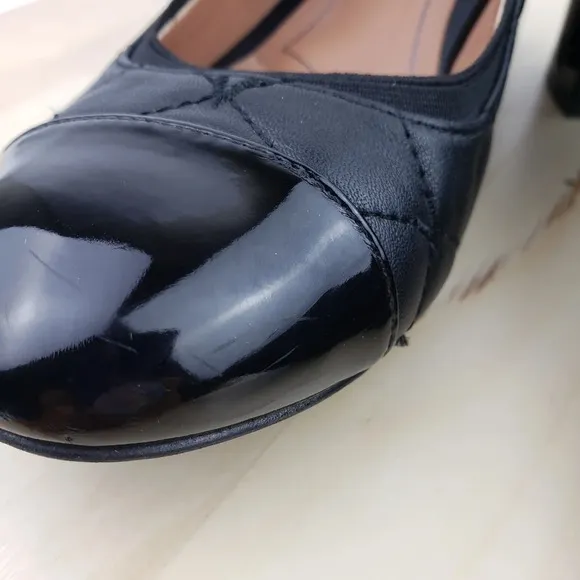 VIONIC Quilted Leather Block Heel Pumps Comfort Shoe Cap Toe Heel Size 6.5