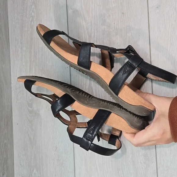 Vionic Women Jodie Leather Strappy slide flats  Sandals shoes sz 9