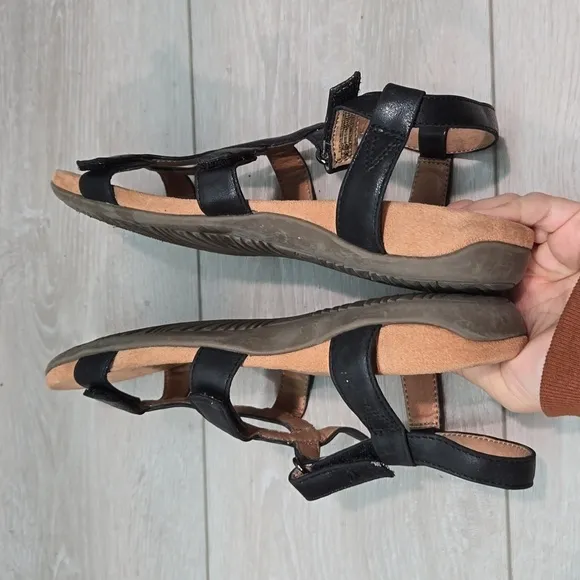 Vionic Women Jodie Leather Strappy slide flats  Sandals shoes sz 9