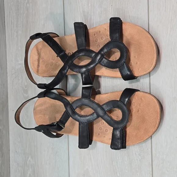 Vionic Women Jodie Leather Strappy slide flats  Sandals shoes sz 9