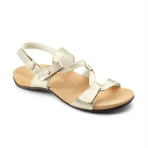 Vionic Women's Paros Comfort Flat Back Strap Sandals Cream Crocodile Size 7
