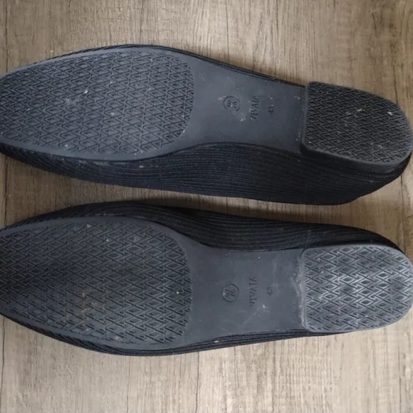Vivaia Margot Square Toe V Cut Flats Blue Knit Slip On Shoes Size 43 US 11