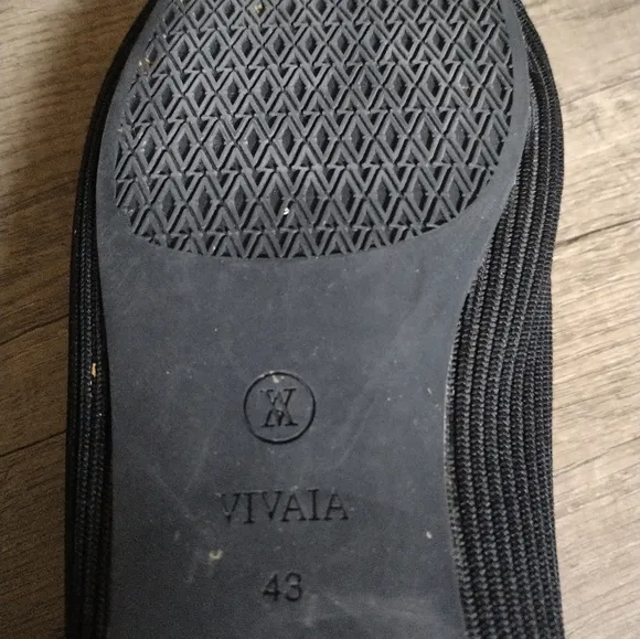 Vivaia Margot Square Toe V Cut Flats Blue Knit Slip On Shoes Size 43 US 11