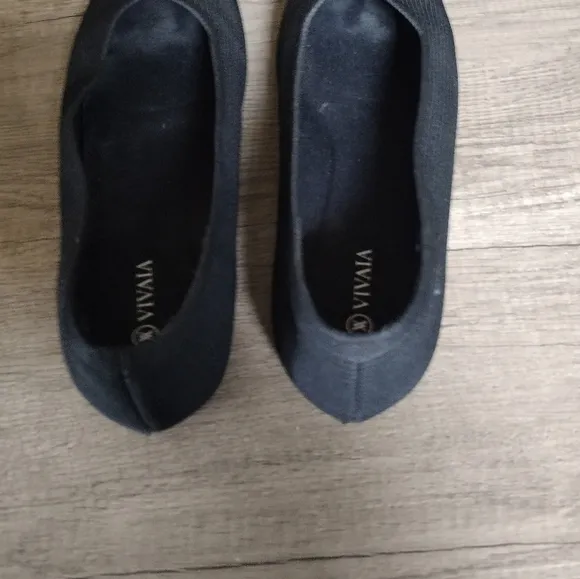 Vivaia Margot Square Toe V Cut Flats Blue Knit Slip On Shoes Size 43 US 11