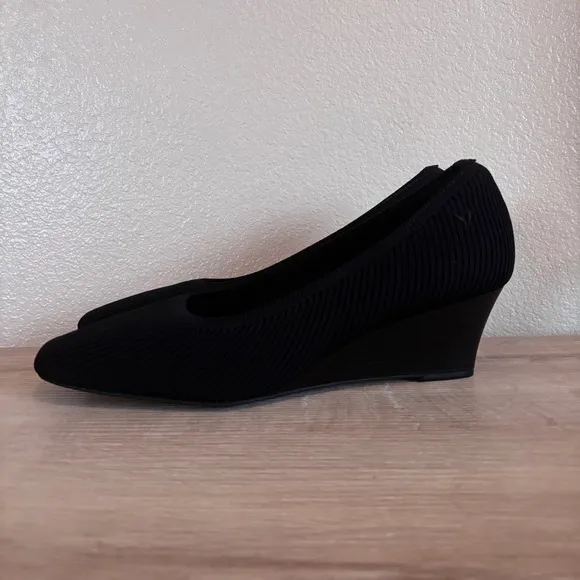 VIVAIA Margot Wedge Black Square Toe Wedge Heels Pumps Shoes Size 41.5, US 10