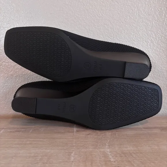 VIVAIA Margot Wedge Black Square Toe Wedge Heels Pumps Shoes Size 41.5, US 10