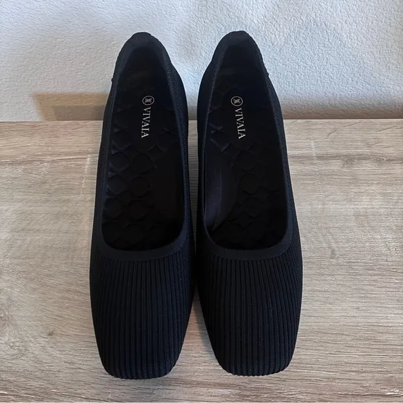 VIVAIA Margot Wedge Black Square Toe Wedge Heels Pumps Shoes Size 41.5, US 10
