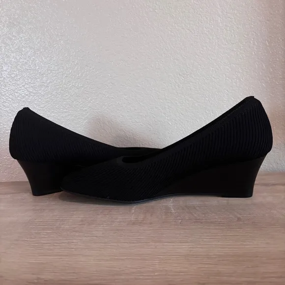 VIVAIA Margot Wedge Black Square Toe Wedge Heels Pumps Shoes Size 41.5, US 10