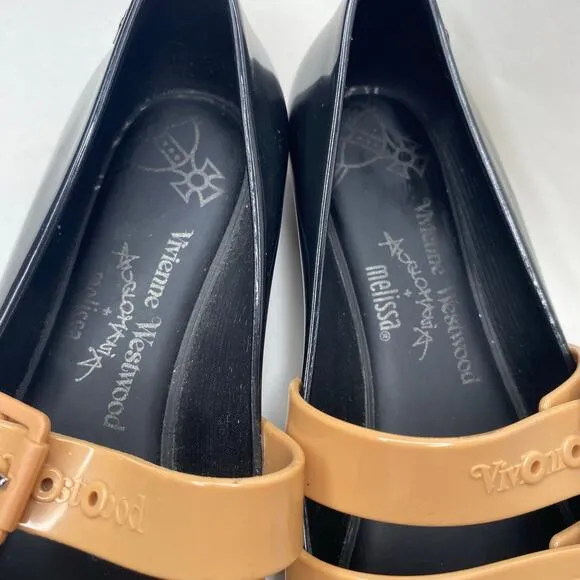 Vivienne Westwood Anglomania   Melissa Rubber Ballet Flats Shoes Straps Size 8