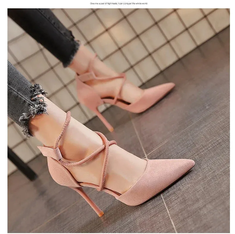 VougeVamp Women's Suede Pointed Toe Stiletto Heels – Elegant Bridal & Wedding Shoes for All Seasons