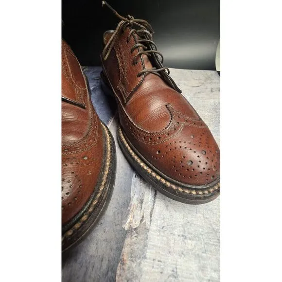 Vtg 70/80s Florsheim Imperial #93602 V-Cleat Brown Leather WingTip-‎ Men Sz 7