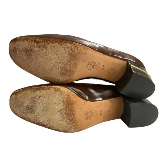 VTG Gucci Horsebit Womens Slip On Pumps Shoes Brown Leather Size (US 7.5)